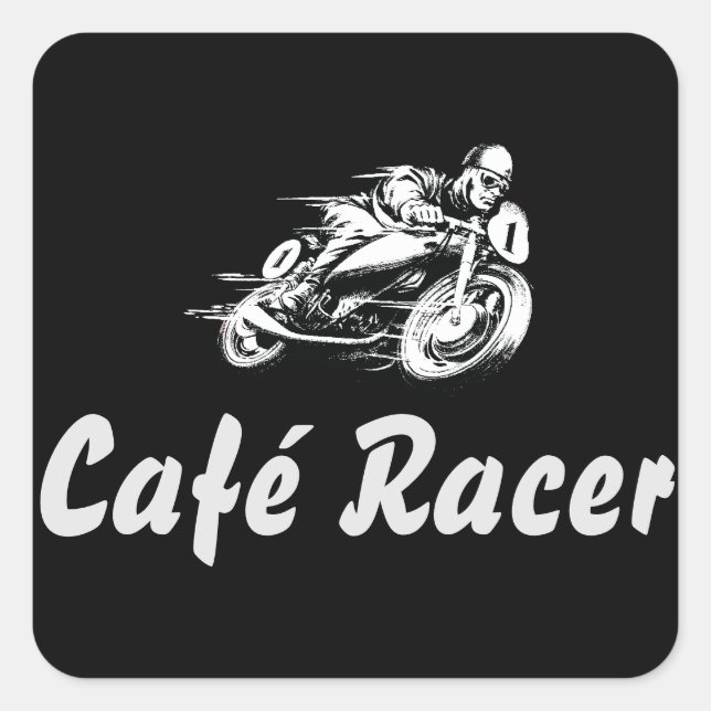 Café Racer Quadratischer Aufkleber (Vorderseite)