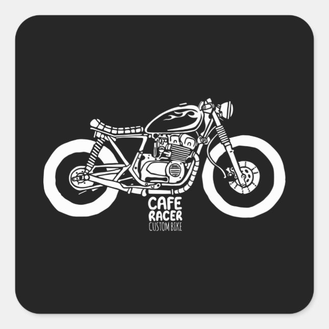 Café-Renner Vintages Motorrad Quadratischer Aufkleber (Vorderseite)