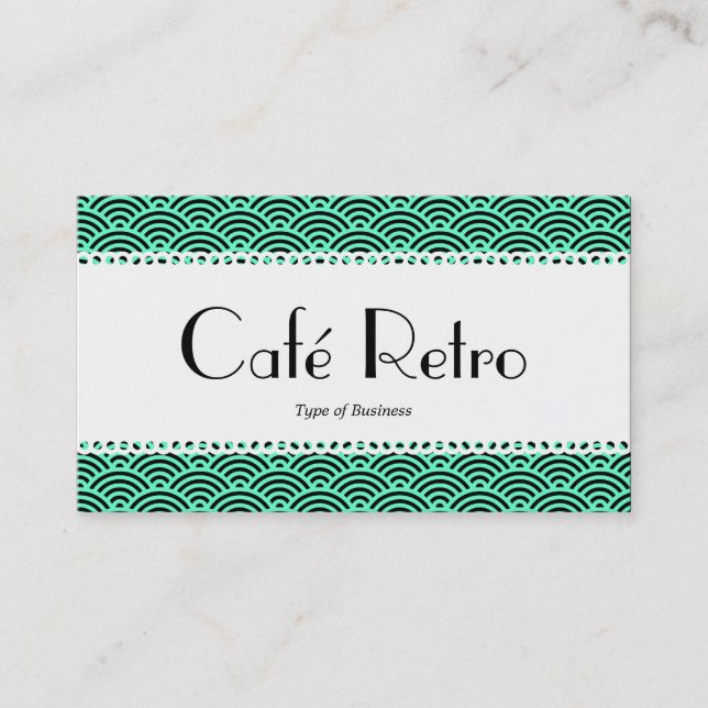 Café Retro (ausgebogtes) - Fisch-Skala-Muster Visitenkarte (Vorderseite)