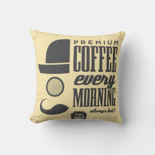 Café Retro Étiquette Designer Accent Coussin