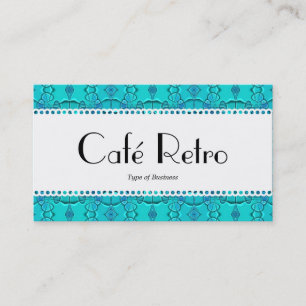 Café Retro (Scalloping) - Aqua Blue Festival Visitenkarte
