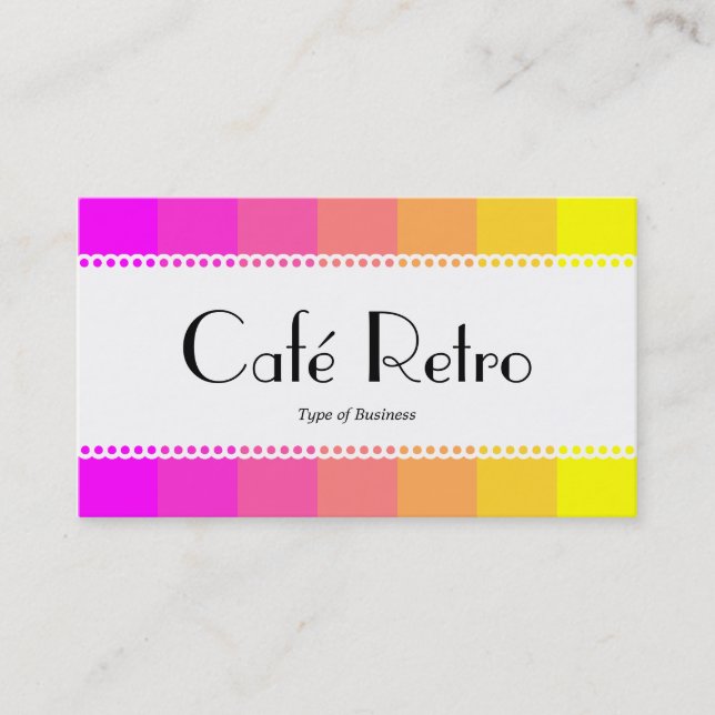 Café Retro (Scalloping) - Magenta to Yellow Visitenkarte (Vorderseite)