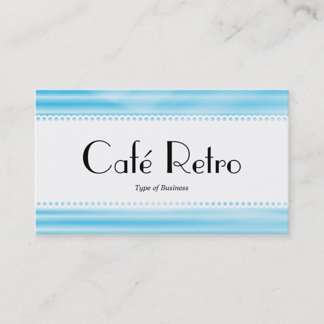 Café Retro (Scalloping) - Wellpappe Blau Visitenkarte (Vorderseite)