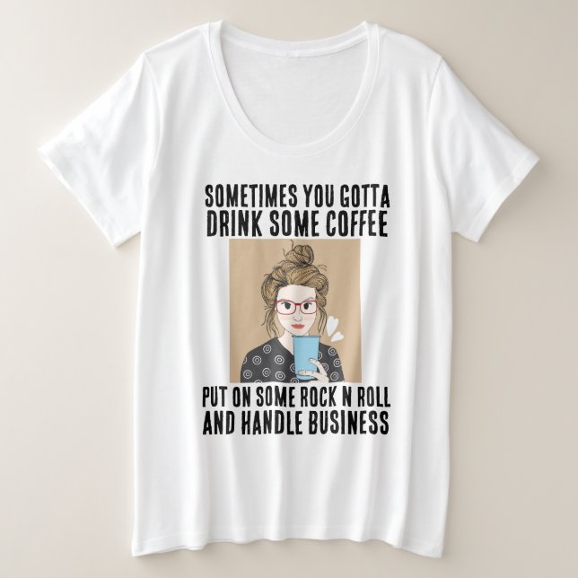 CAFÉ, ROCK N ROLL, AINSI QUE LES T-SHIRTS DE TAILL (Design devant)