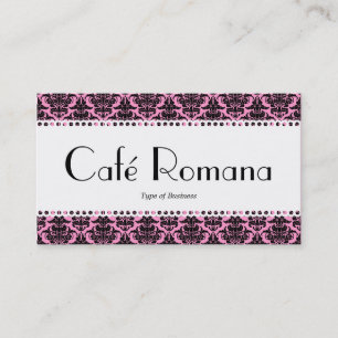 Café Romana (Scalloped) Black Damask Visitenkarte