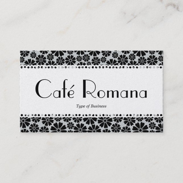 Café Romana (Scalloped) Blumenmuster (Gold) Visitenkarte (Vorderseite)