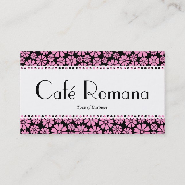 Café Romana (Scalloping) Blumenmuster Visitenkarte (Vorderseite)