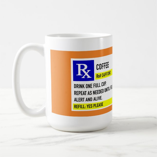 Café Rx Mug (15oz. blanc) (Gauche)