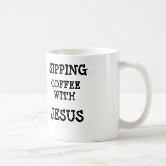 Café sirotant avec la tasse de Jésus