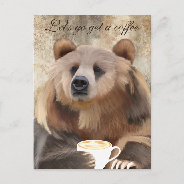 Café Sleepy Whimsical Boire Bear Carte postale (Devant)