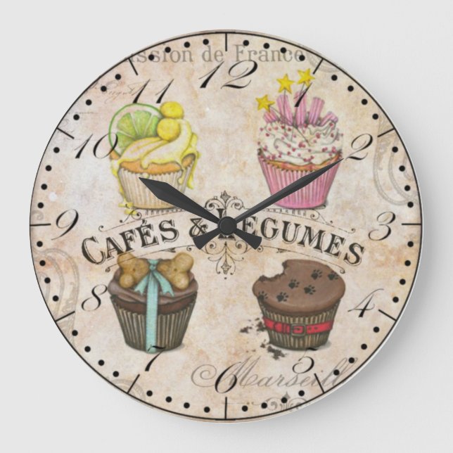 Café Style Wall Clock Große Wanduhr (Vorderseite)