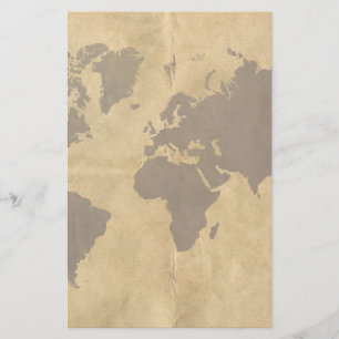 Café sur la carte de papier du monde de style