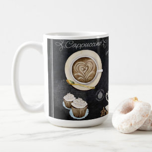 Café-Tafel Typografie Cappuccino Herz Kaffeetasse