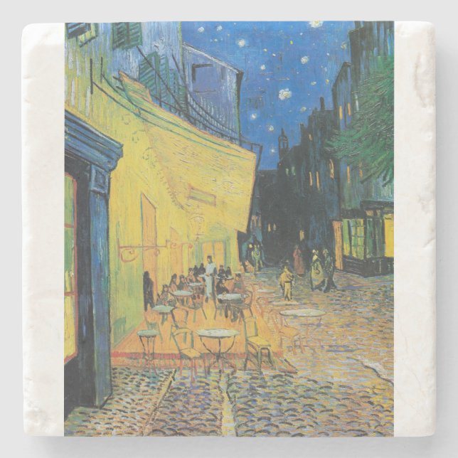 Cafe Terrace at Night 1888 by Vincent van Gogh Steinuntersetzer (Vorderseite)