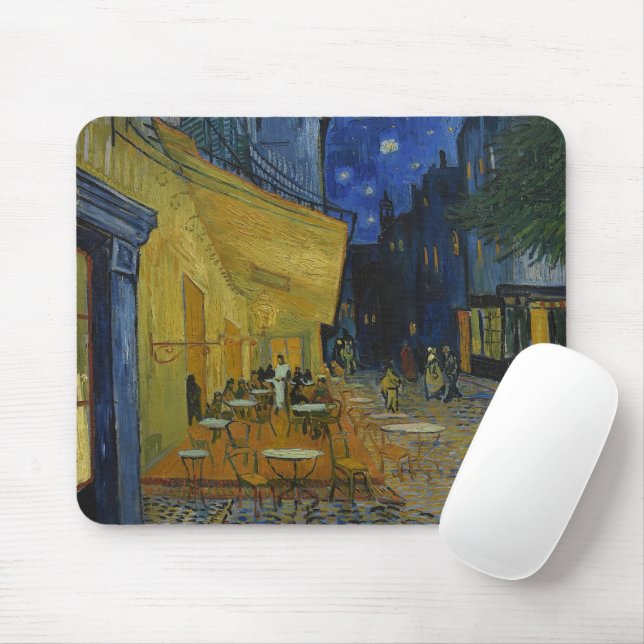 Café Terrace at Night by Vincent van Gogh Mousepad (Mit Mouse)