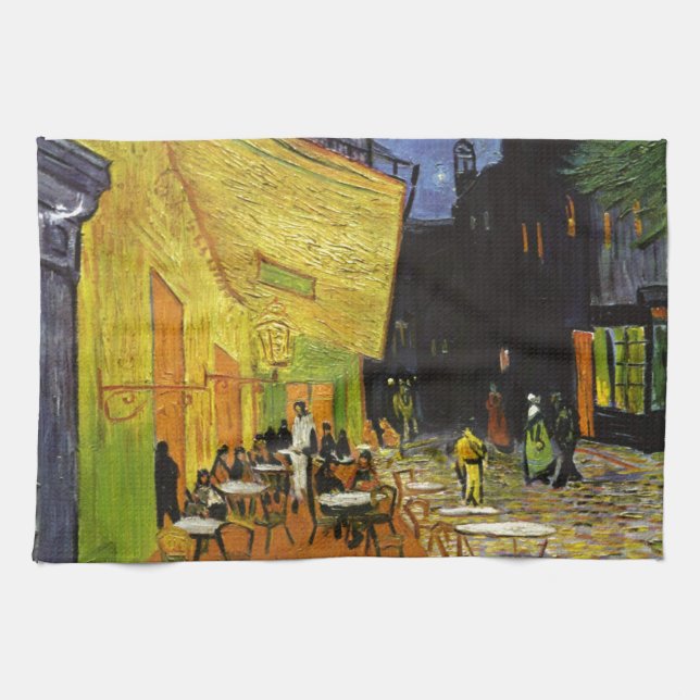 Café Terrace at Night Van Gogh Geschirrtuch (Horizontal)