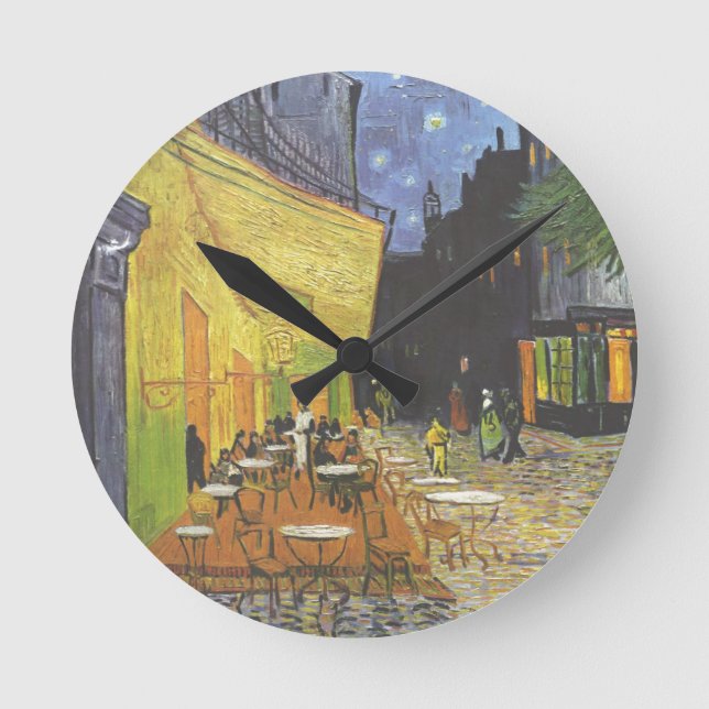 Café Terrace at Night Van Gogh Runde Wanduhr (Vorderseite)