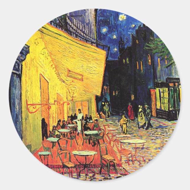 Café Terrace on the Place du Forum, Arles at Night Runder Aufkleber (Vorderseite)