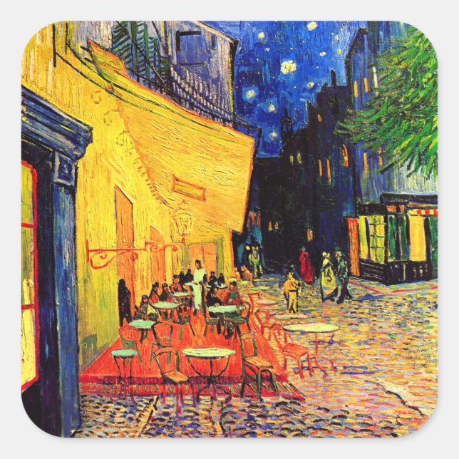Café Terrace Place du Forum Van Gogh Quadratischer Aufkleber (Vorderseite)