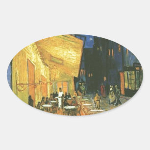 Cafe Terrace - Vincent van Gogh Ovaler Aufkleber