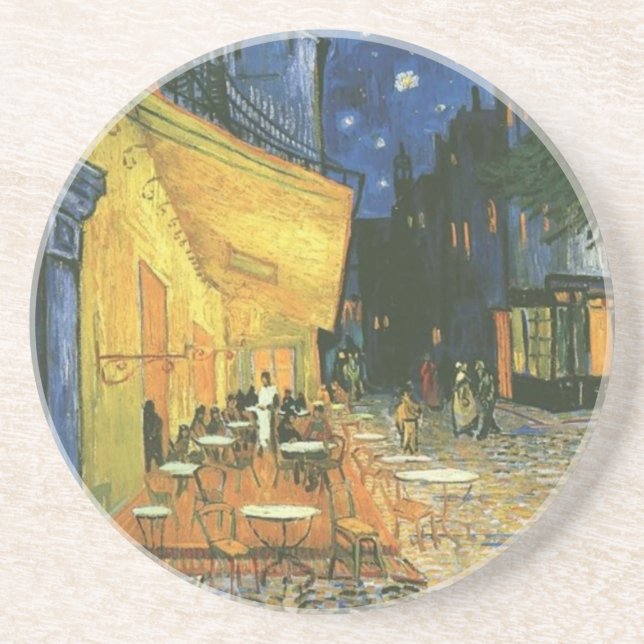 Cafe Terrace - Vincent van Gogh Sandstein Untersetzer (Vorne)