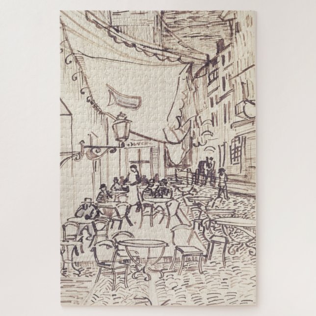 Café Terrasse am Abend, Kunstskizze, Van Gogh (Vertikal)