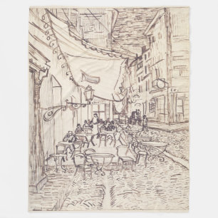 Café Terrasse am Abend, Kunstskizze, Van Gogh Fleecedecke