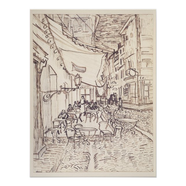 Café Terrasse am Abend, Kunstskizze, Van Gogh Poster (Vorderseite)