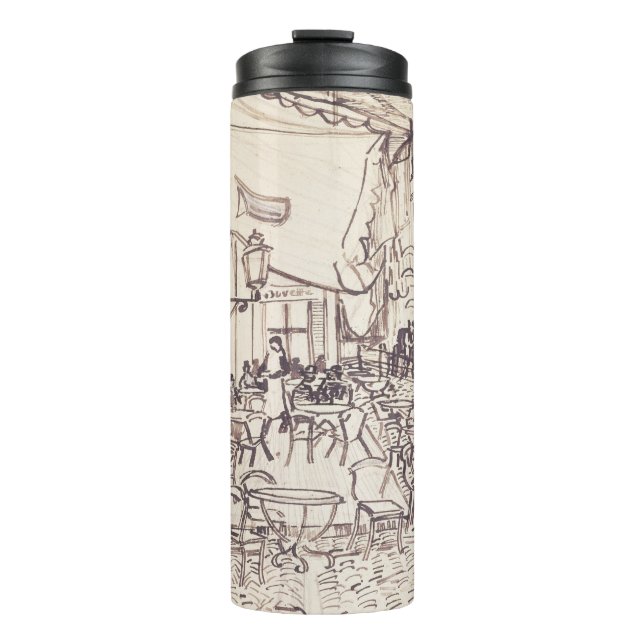 Café Terrasse am Abend, Kunstskizze, Van Gogh Thermosbecher (Vorderseite)