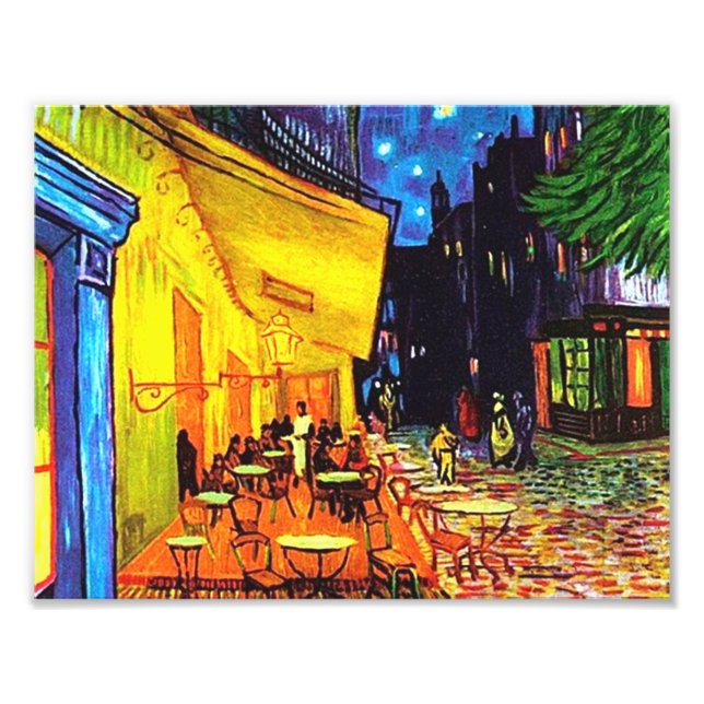 Café Terrasse am Abend Malerei Vincent van Gogh Fotodruck (Vorne)