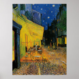 Café Terrasse bei Nacht Poster