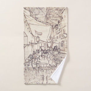 Cafe-Terrasse bei Nacht, Skizze der feinen Kunst, Handtuch