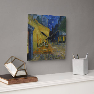 Cafe-Terrasse bei Nacht von Vincent van Gogh Quadratische Wanduhr