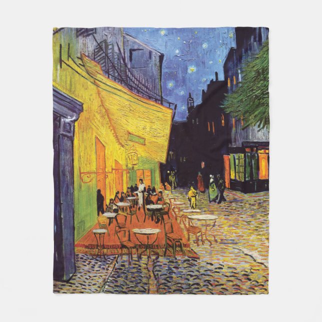 Café-Terrasse nachts durch Van Gogh Fleecedecke (Vorderseite)