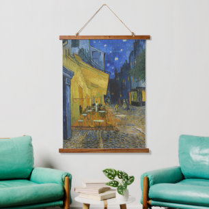 Café Terrasse von Vincent Van Gogh Wandteppich Mit Holzrahmen