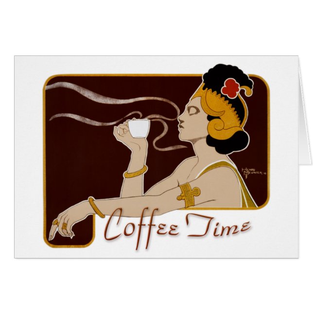 Café Time CC0227 Carte pliée Art Nouveau (Devant horizontal)