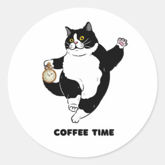 Café Time Chat noir pour initiceaux | Autocollants