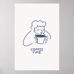 Café Time Man Avec Big Cup Impression Café Minimal