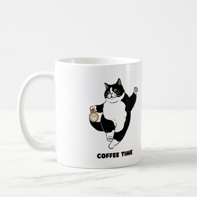 Café Time Mug de chat noir pour Introvertis (Gauche)