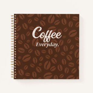 Café tous les jours. Cahier marron grains de café
