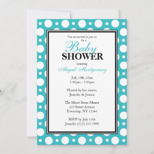 Cafe Turquoise Assorted Polka Dots Baby Shower Einladung