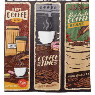 Café Vintage Vintage Banner, Cafeteria und Duschvorhang