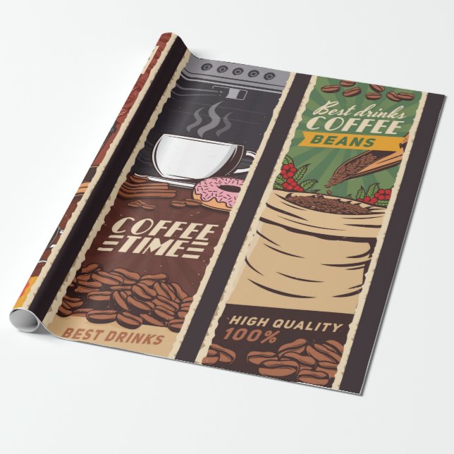Café Vintage Vintage Banner, Cafeteria und Geschenkpapier (Ungerollt)