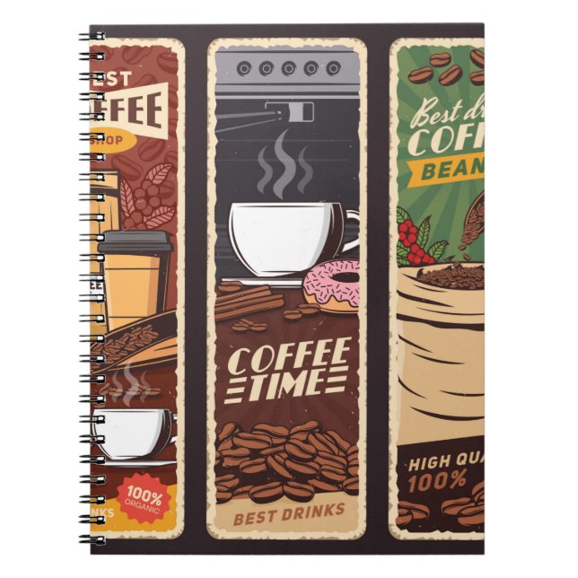 Café Vintage Vintage Banner, Cafeteria und Notizblock (Vorderseite)