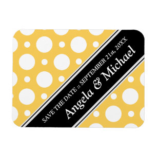 Cafe Yellow Assorted Polka Dots Save the Date Magnet