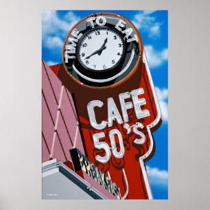 Caféfünfziger jahre Restaurant auf historischem Poster