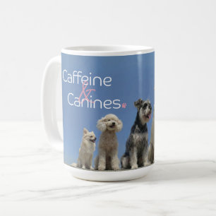 Caféine & Canines Mug Cadeau Photo de cinq races d