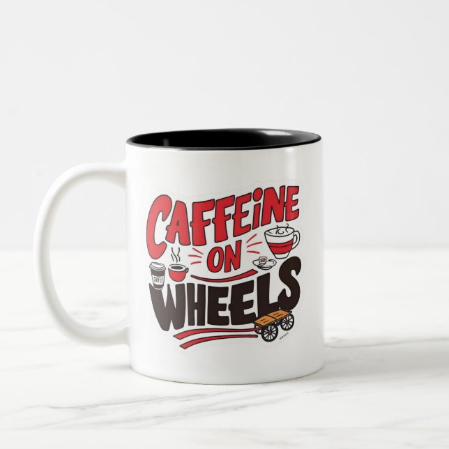 Caféine sur Roues Mug Drôle Café Camion Céramique (Gauche)