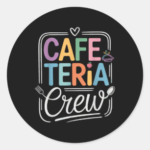 Cafeteria Crew farbenfrohe Briefe mit Küchenbilder Runder Aufkleber