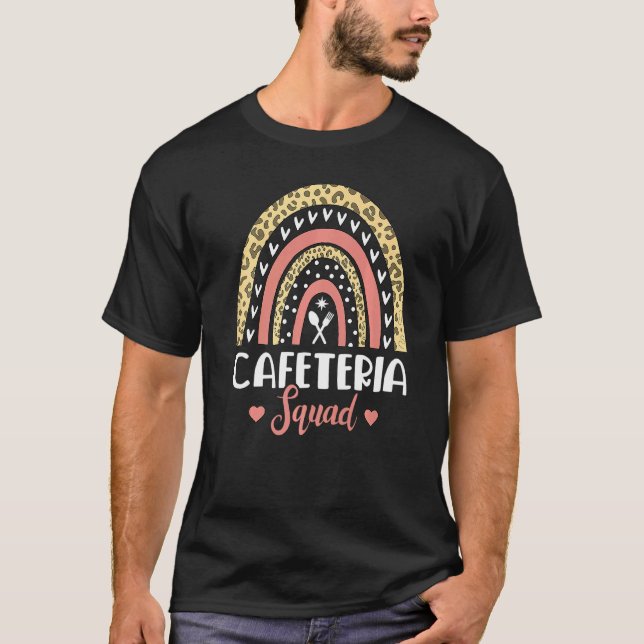 Cafeteria Squad Boho Rainbow Leopard Lunch Lady Cr T-Shirt (Vorderseite)